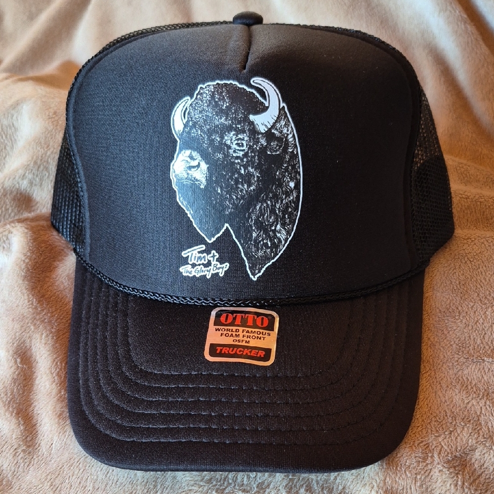OTTO Black Trucker Hat with Buffalo Graphic